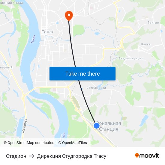 Стадион to Дирекция Студгородка Тгасу map