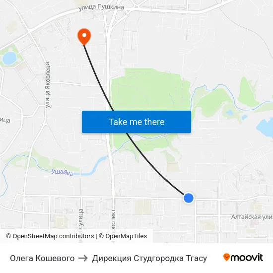 Олега Кошевого to Дирекция Студгородка Тгасу map