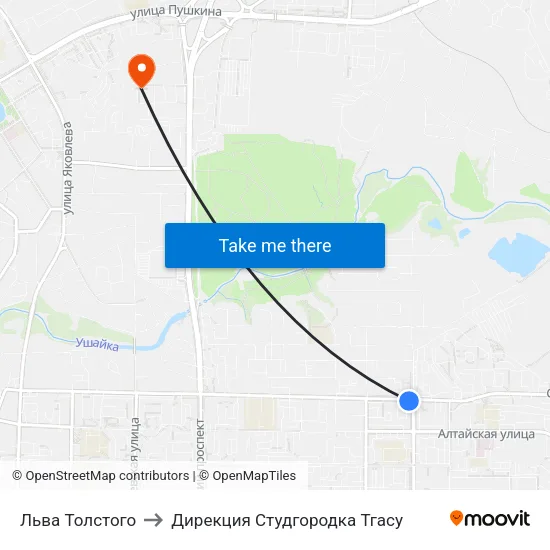 Льва Толстого to Дирекция Студгородка Тгасу map