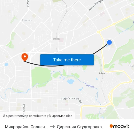 Микрорайон Солнечный to Дирекция Студгородка Тгасу map