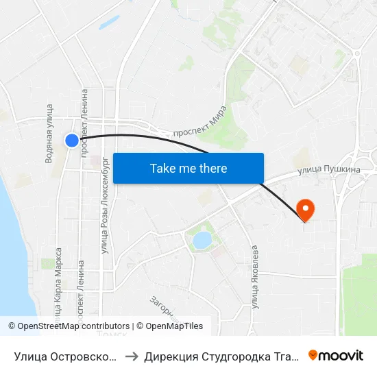 Улица Островского to Дирекция Студгородка Тгасу map
