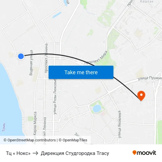 Тц « Нокс» to Дирекция Студгородка Тгасу map