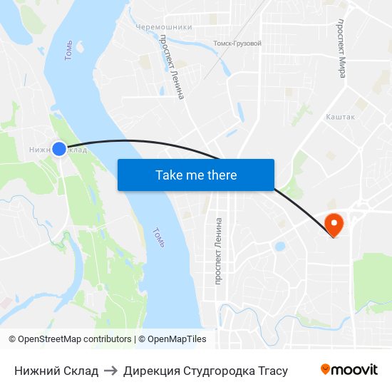 Нижний Склад to Дирекция Студгородка Тгасу map