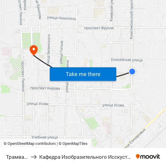 Трамвайное Депо to Кафедра Изобразительного Исскуства Института Искусств И Культуры Тгу map