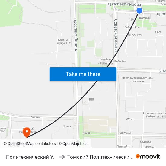 Политехнический Университет to Томский Политехнический Университет map