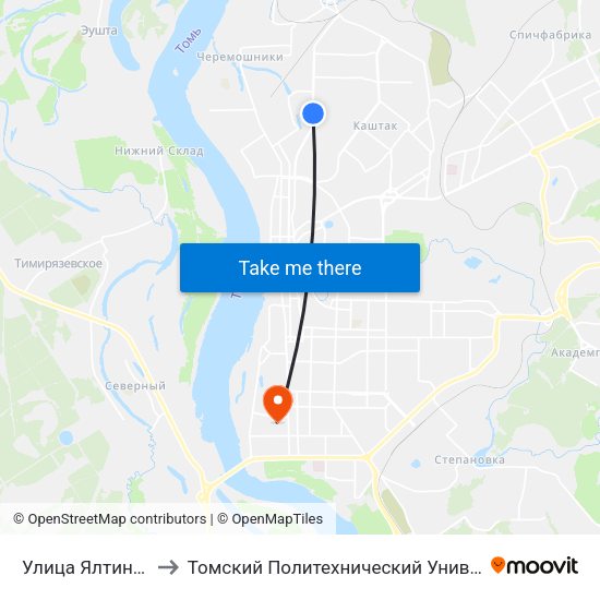 Улица Ялтинская to Томский Политехнический Университет map