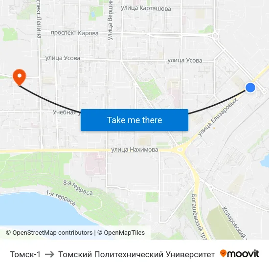Томск-1 to Томский Политехнический Университет map