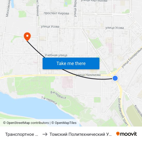 Транспортное Кольцо to Томский Политехнический Университет map