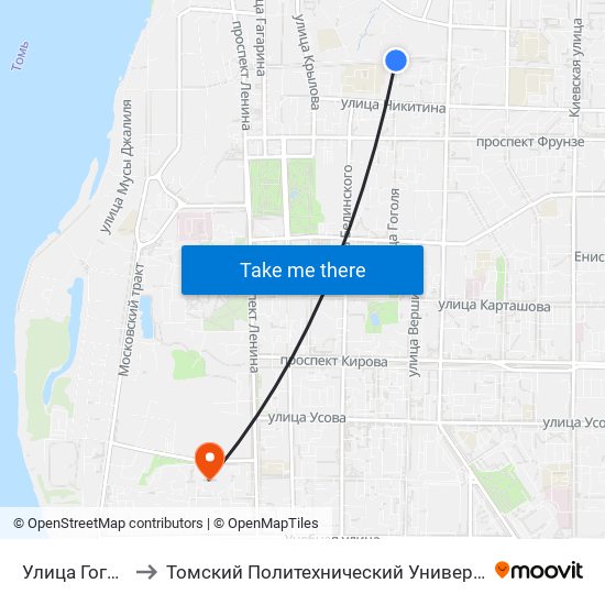 Улица Гоголя to Томский Политехнический Университет map