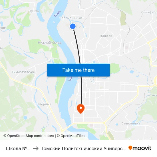 Школа №28 to Томский Политехнический Университет map