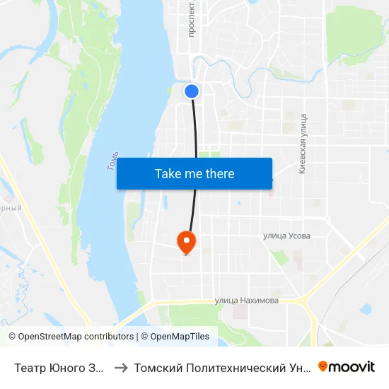 Театр Юного Зрителя to Томский Политехнический Университет map