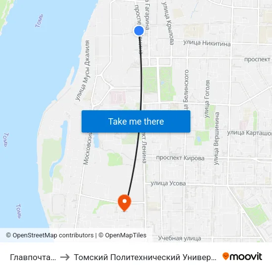 Главпочтамт to Томский Политехнический Университет map