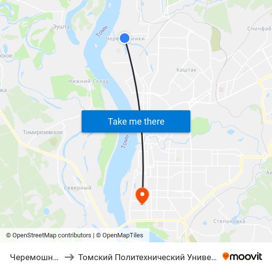 Черемошники to Томский Политехнический Университет map