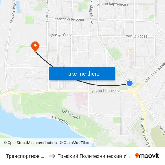 Транспортное Кольцо to Томский Политехнический Университет map