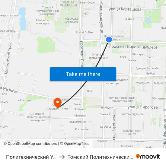 Политехнический Университет to Томский Политехнический Университет map