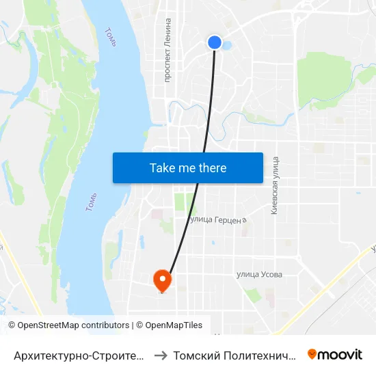 Архитектурно-Строительный Университет to Томский Политехнический Университет map