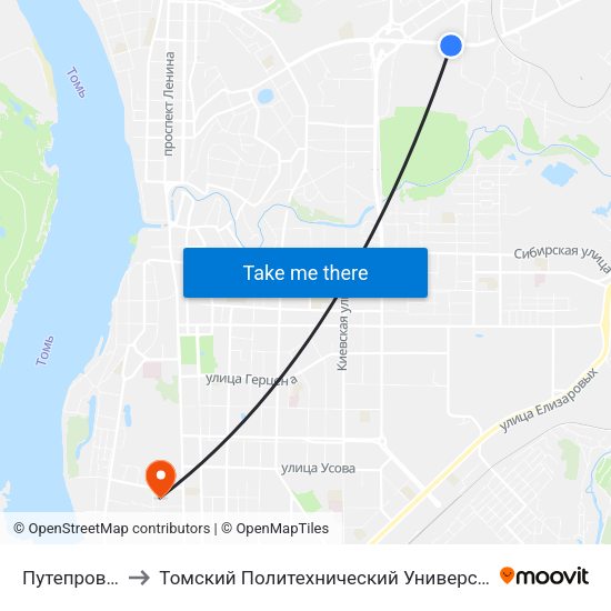 Путепровод to Томский Политехнический Университет map