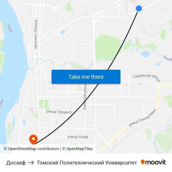 Досааф to Томский Политехнический Университет map