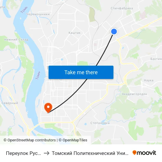 Переулок Русский to Томский Политехнический Университет map