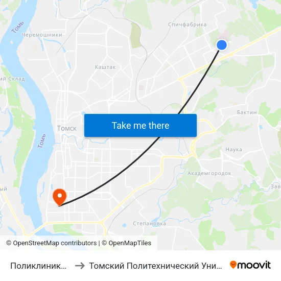 Поликлиника Окб to Томский Политехнический Университет map