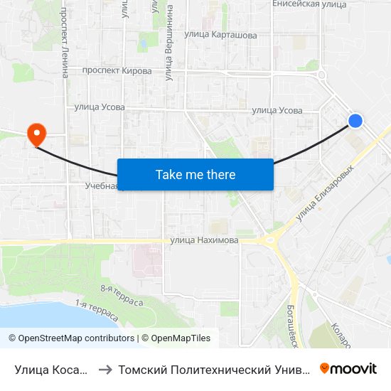 Улица Косарева to Томский Политехнический Университет map