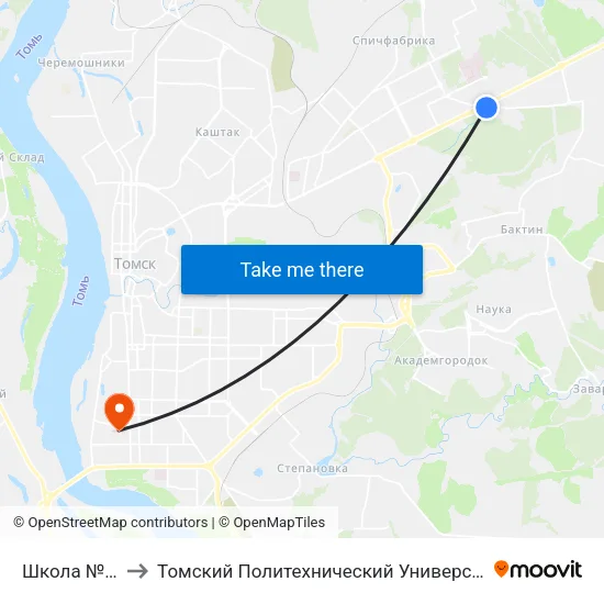 Школа №53 to Томский Политехнический Университет map