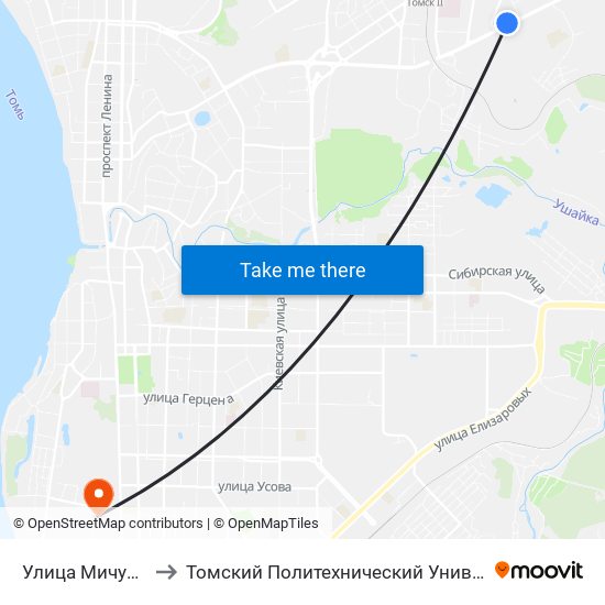 Улица Мичурина to Томский Политехнический Университет map