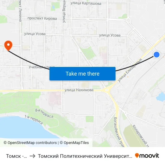 Томск - 1 to Томский Политехнический Университет map