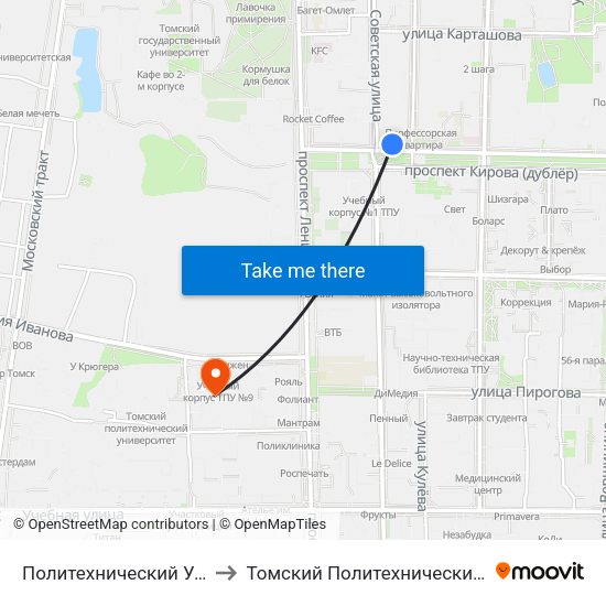 Политехнический Университет to Томский Политехнический Университет map