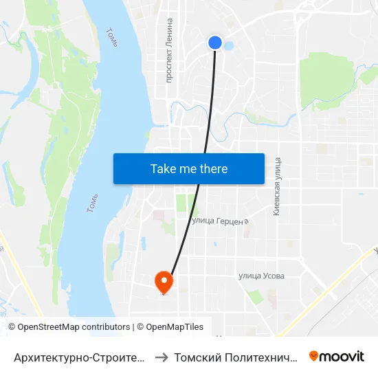 Архитектурно-Строительный Университет to Томский Политехнический Университет map