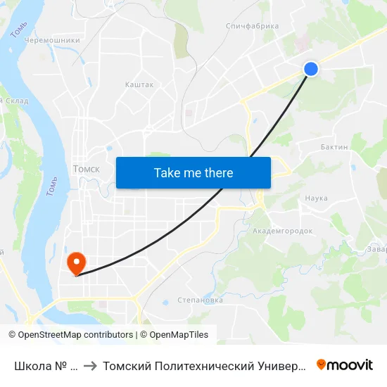 Школа № 53 to Томский Политехнический Университет map