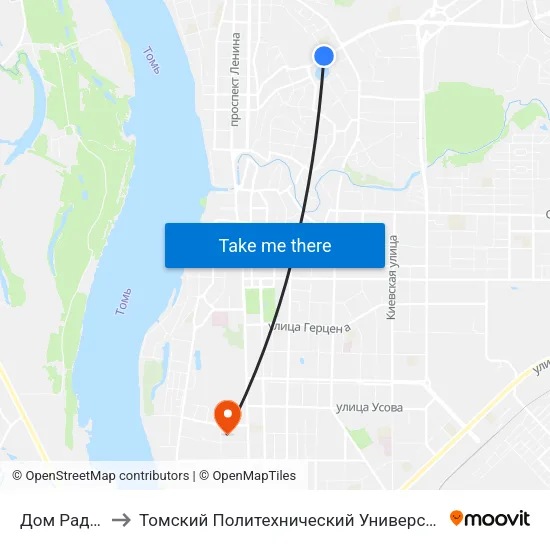 Дом Радио to Томский Политехнический Университет map