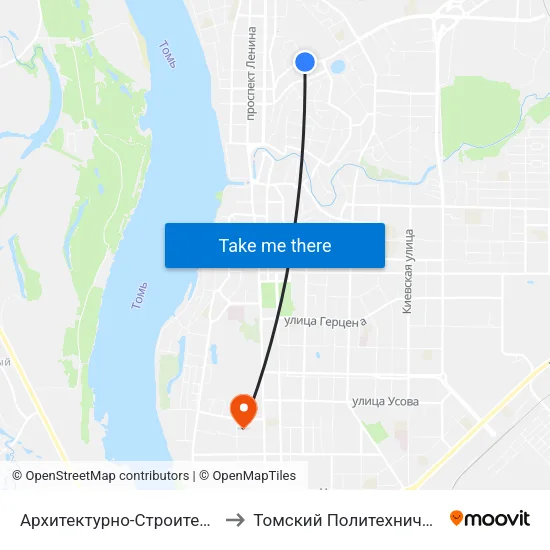 Архитектурно-Строительный Университет to Томский Политехнический Университет map