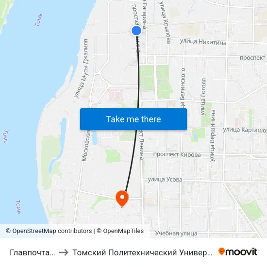 Главпочтамт to Томский Политехнический Университет map