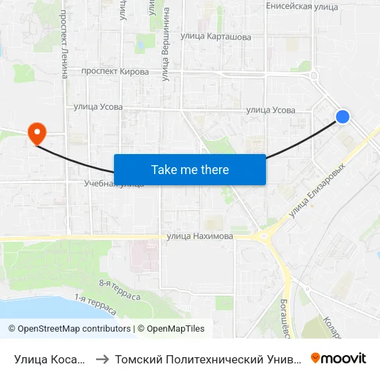 Улица Косарева to Томский Политехнический Университет map