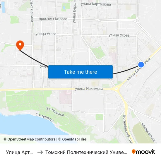 Улица Артема to Томский Политехнический Университет map