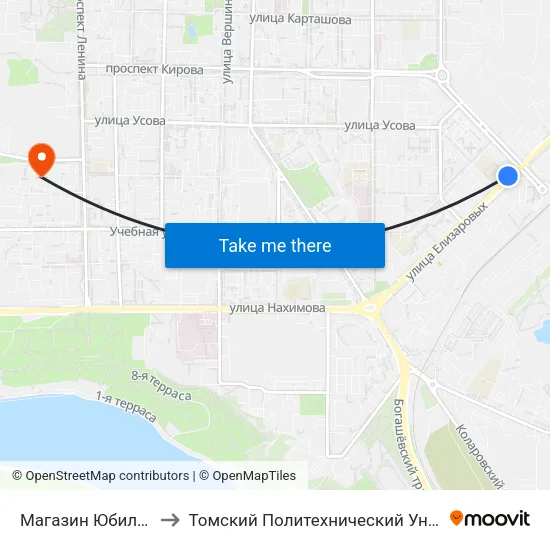 Магазин Юбилейный to Томский Политехнический Университет map