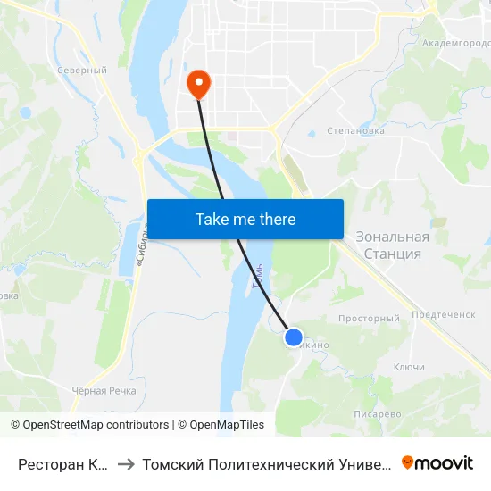 Ресторан Кедр to Томский Политехнический Университет map