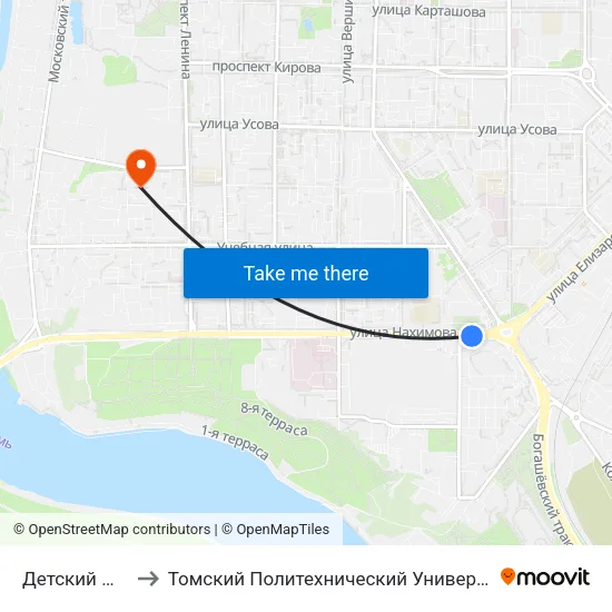 Детский Мир to Томский Политехнический Университет map