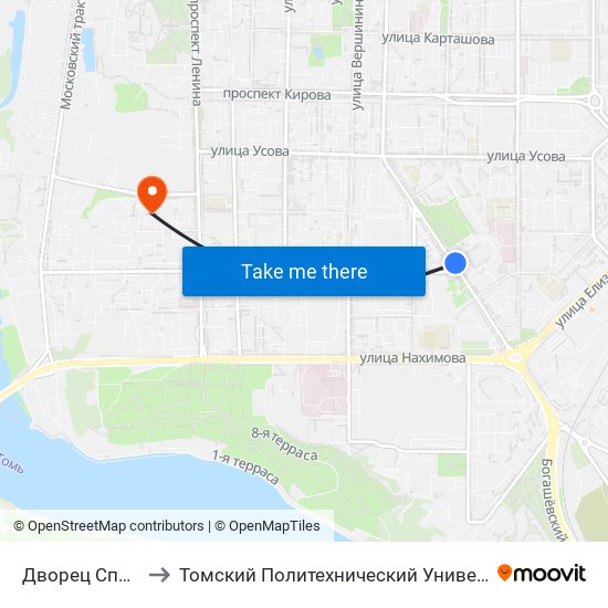 Дворец Спорта to Томский Политехнический Университет map