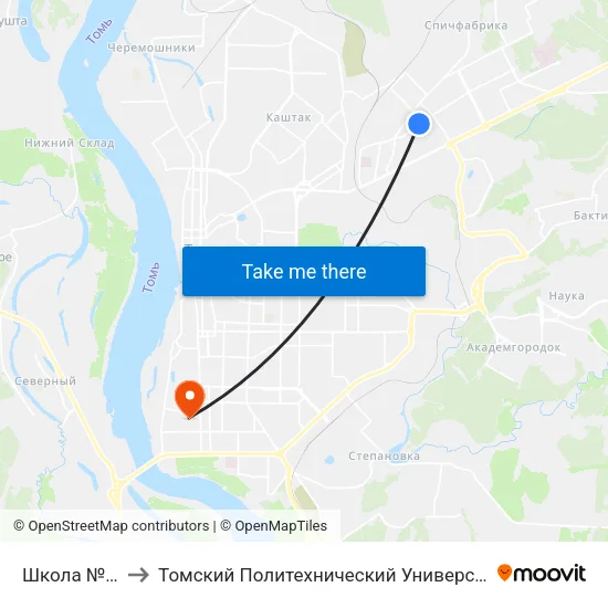 Школа №43 to Томский Политехнический Университет map