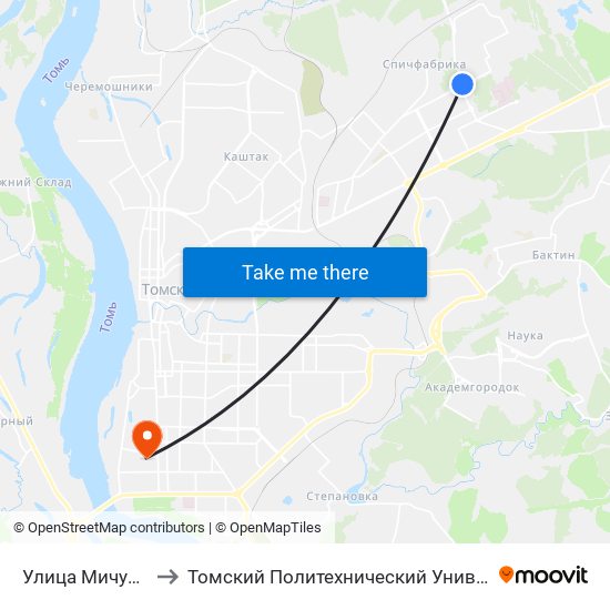 Улица Мичурина to Томский Политехнический Университет map