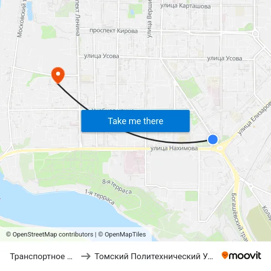 Транспортное Кольцо to Томский Политехнический Университет map