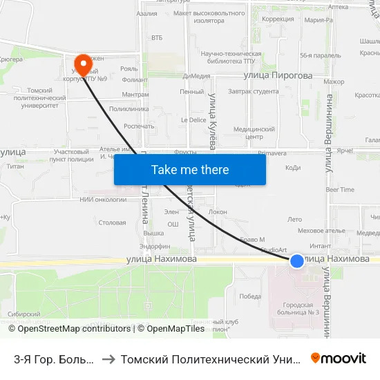 3-Я Гор. Больница to Томский Политехнический Университет map