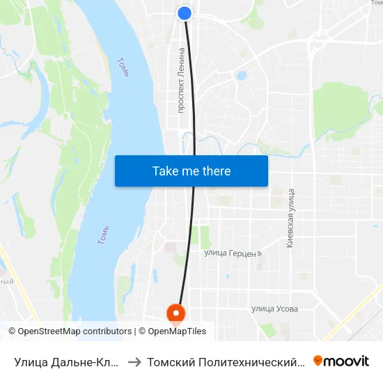 Улица Дальне-Ключевская to Томский Политехнический Университет map
