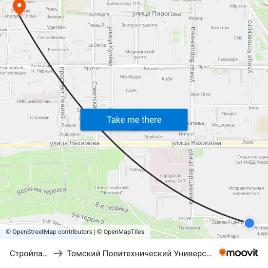 Стройпарк to Томский Политехнический Университет map