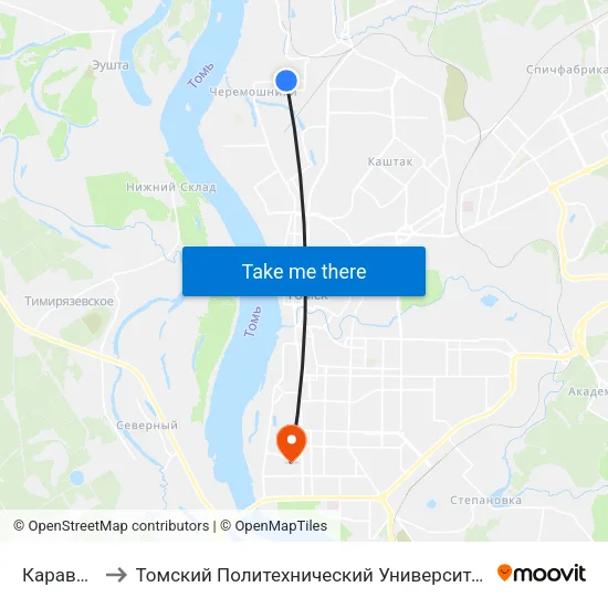 Каравай to Томский Политехнический Университет map
