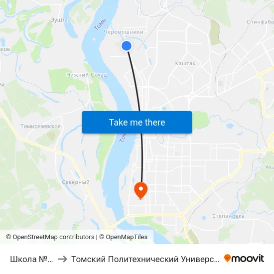 Школа №28 to Томский Политехнический Университет map