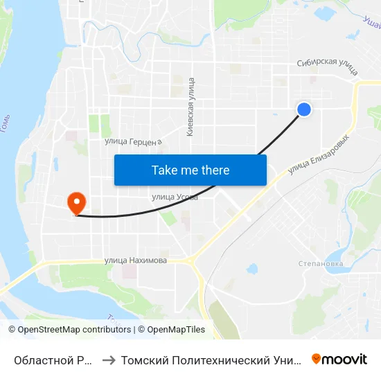 Областной Рынок to Томский Политехнический Университет map