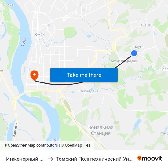 Инженерный Центр to Томский Политехнический Университет map